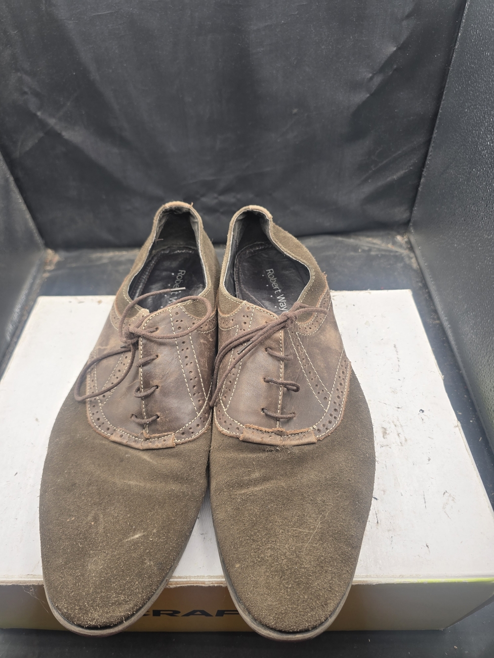 Robert Wayne Men's Olive Brown Suede Derby Oxfords